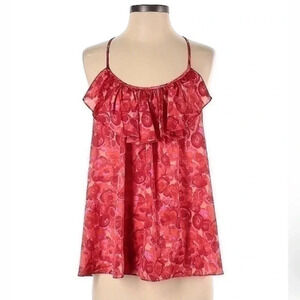 T-Bags Los Angeles Ruffle Watercolor Floral Spaghetti Strap Camisole Top Size S